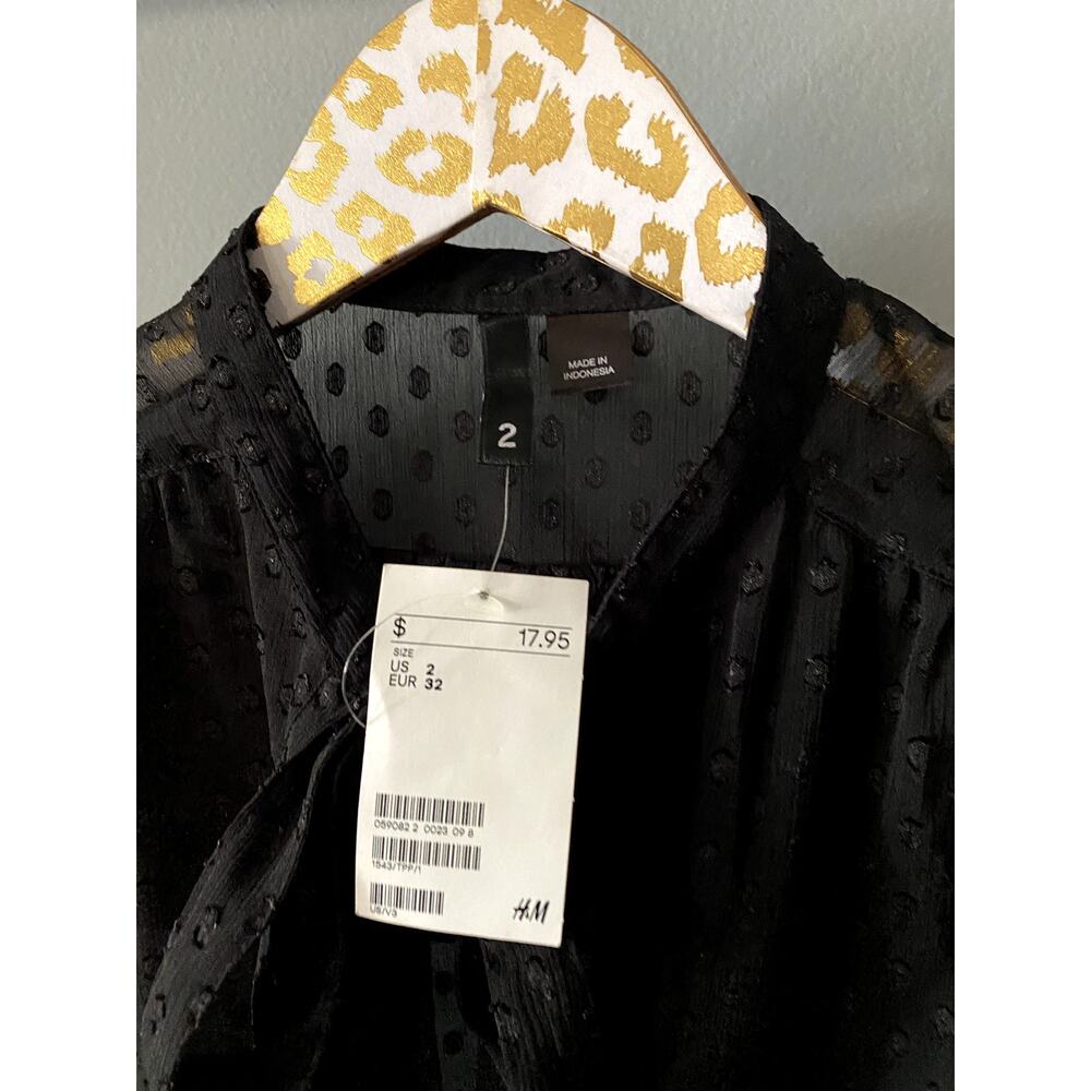 H&M Black Sheer Blouse NWT | Size 2 - Picture 3 of 4